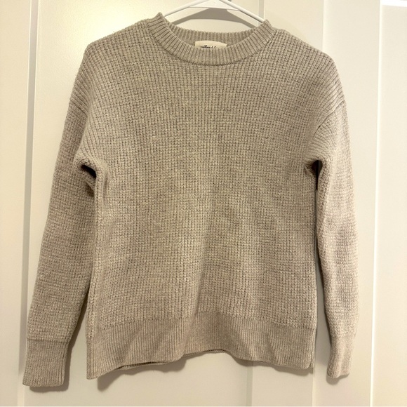 Wilfred Sweaters - Wilfred Free Beige Waffle Knit Crew Neck Sweater Size XXS Women’s 100% Wool